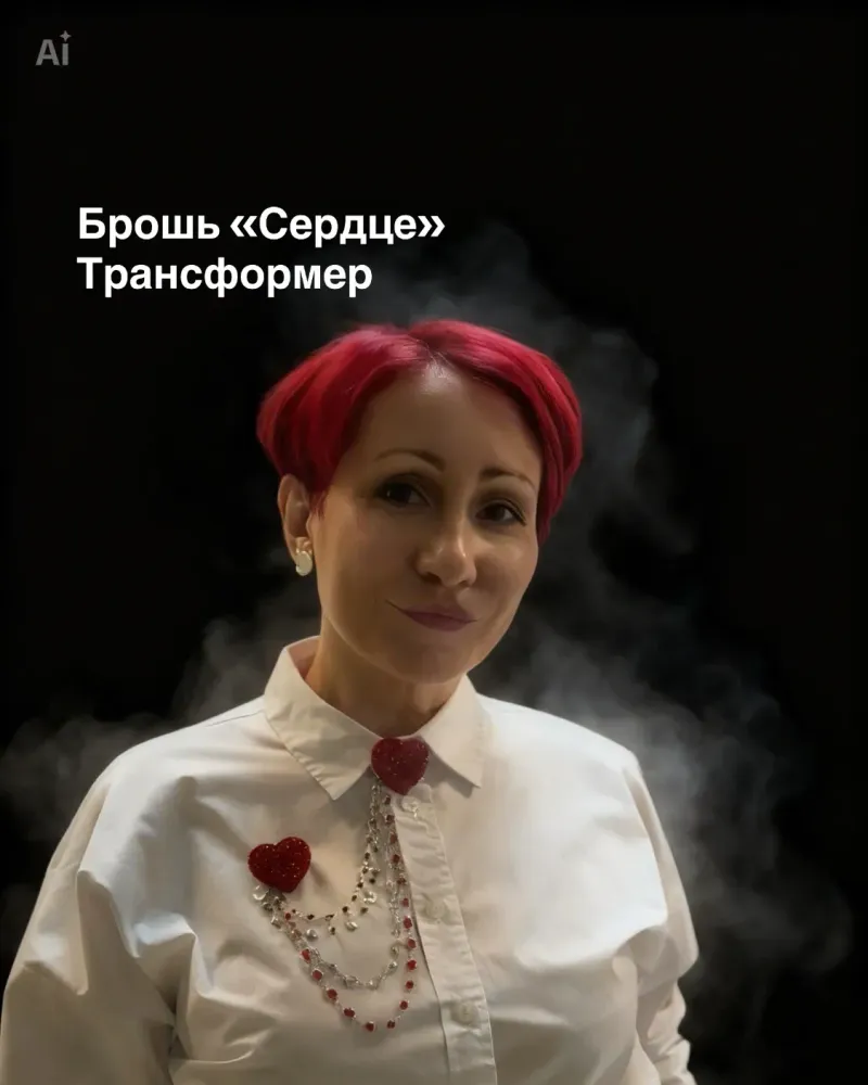 Красная брошь шатлен «Сердце» трансформер