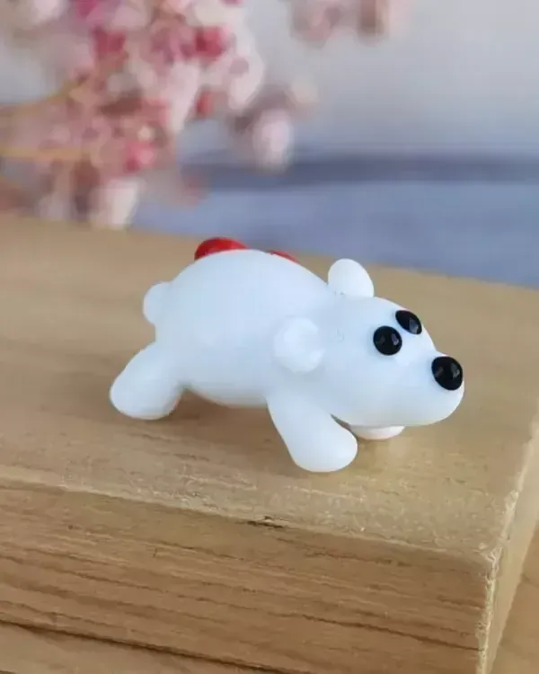 Стеклянная фигурка «Мишка белый» — В колпаке