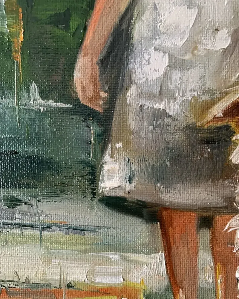 Девочка и её пёс. Картина маслом 20×30 см — 20×30 см