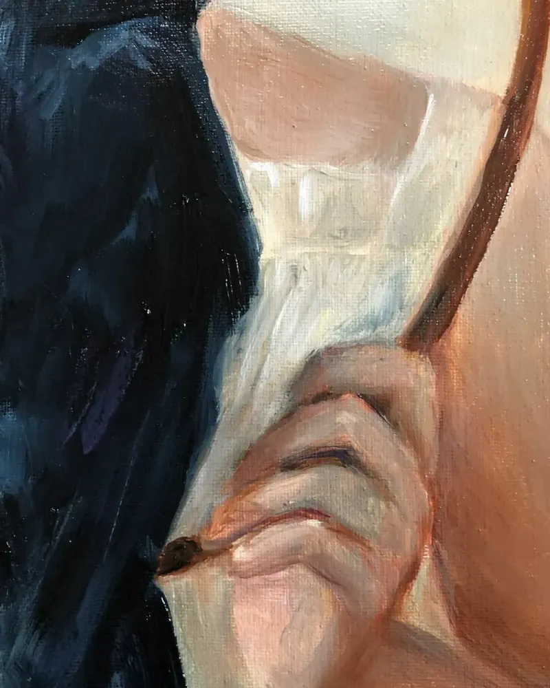 Девочка и ворон. Картина маслом 40×50 см — 40×50 см