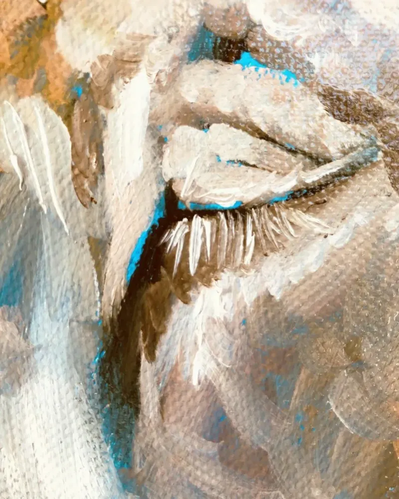 Овечка мама и малыш. Картина маслом 30×30 см — 30×30 см