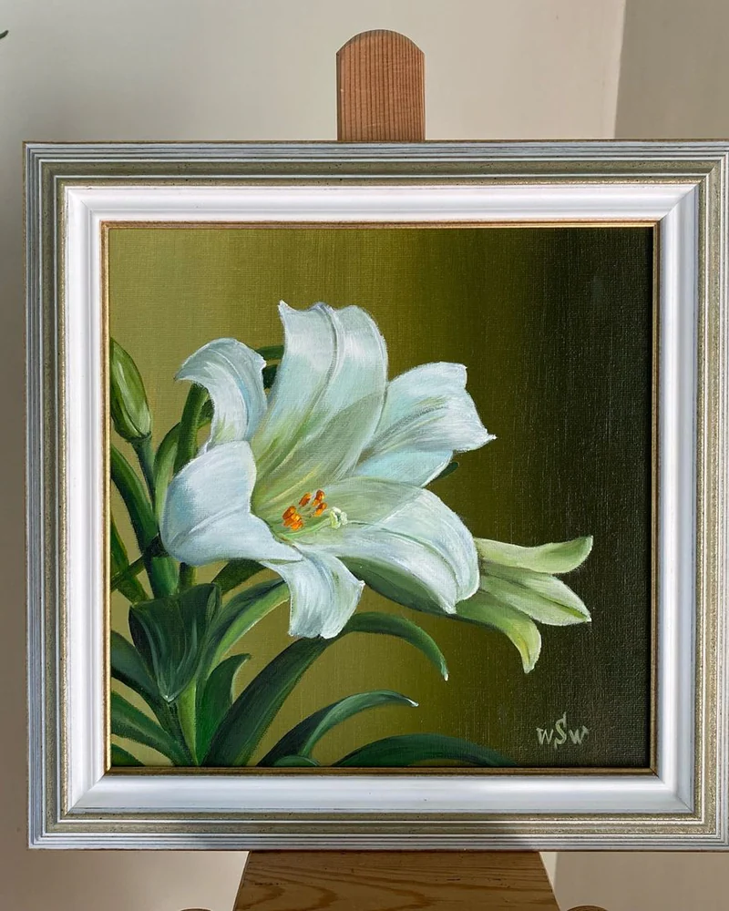 Картина маслом цветы -Лилия -31×31 см — Оригинал