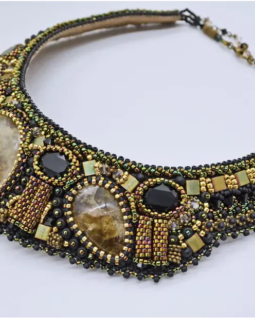 Авторское колье с цитрином и Swarovski
