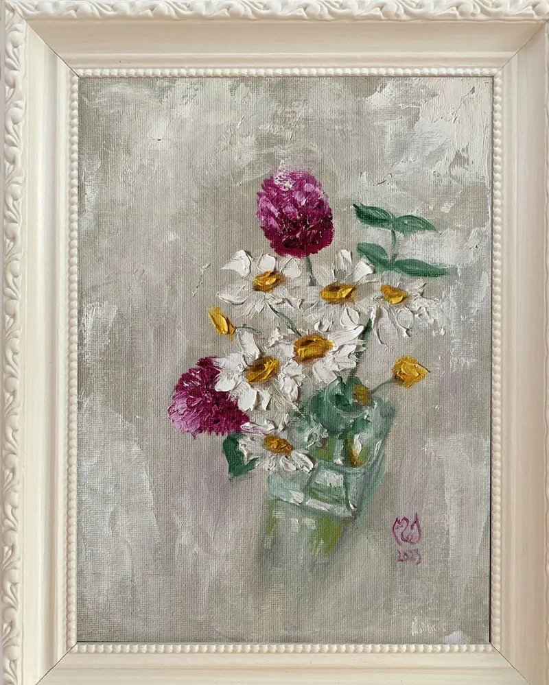 Ромашки. Картина маслом 23×29 см — 23×29 см