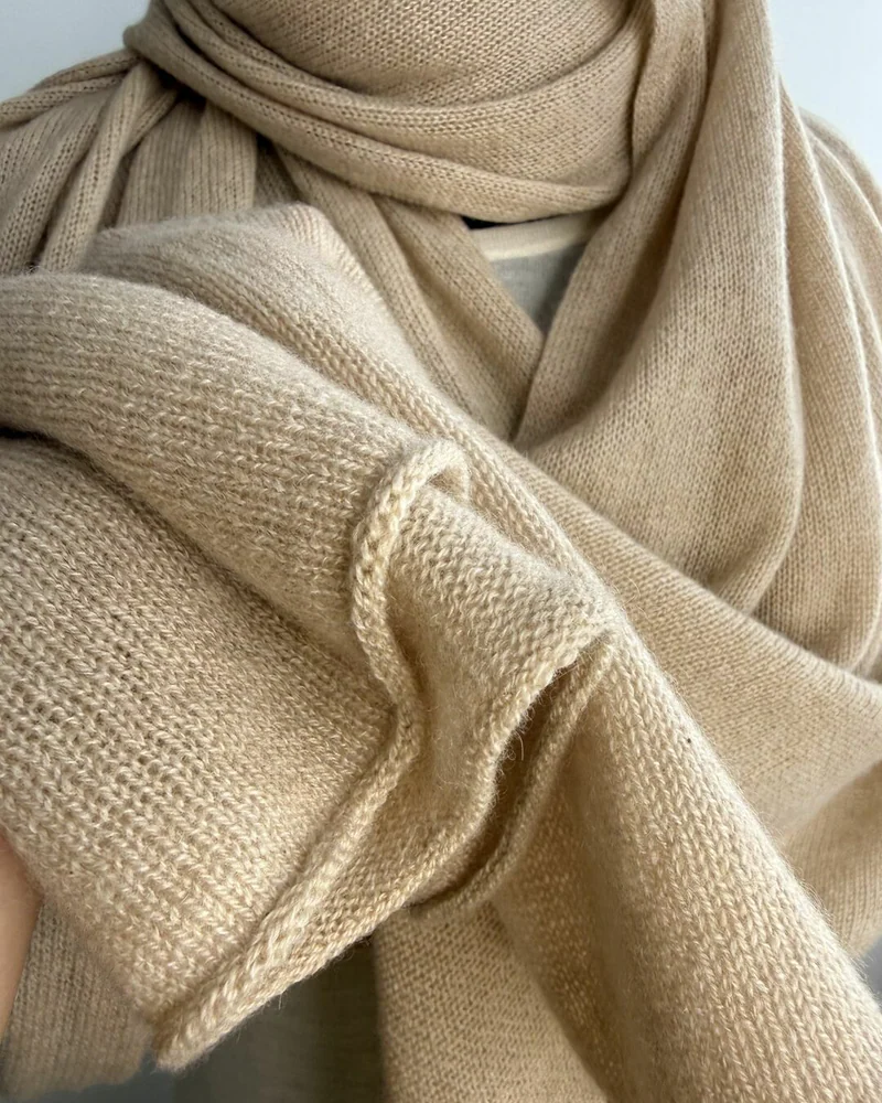 Палантин из 100% кашемира, песочное печенье