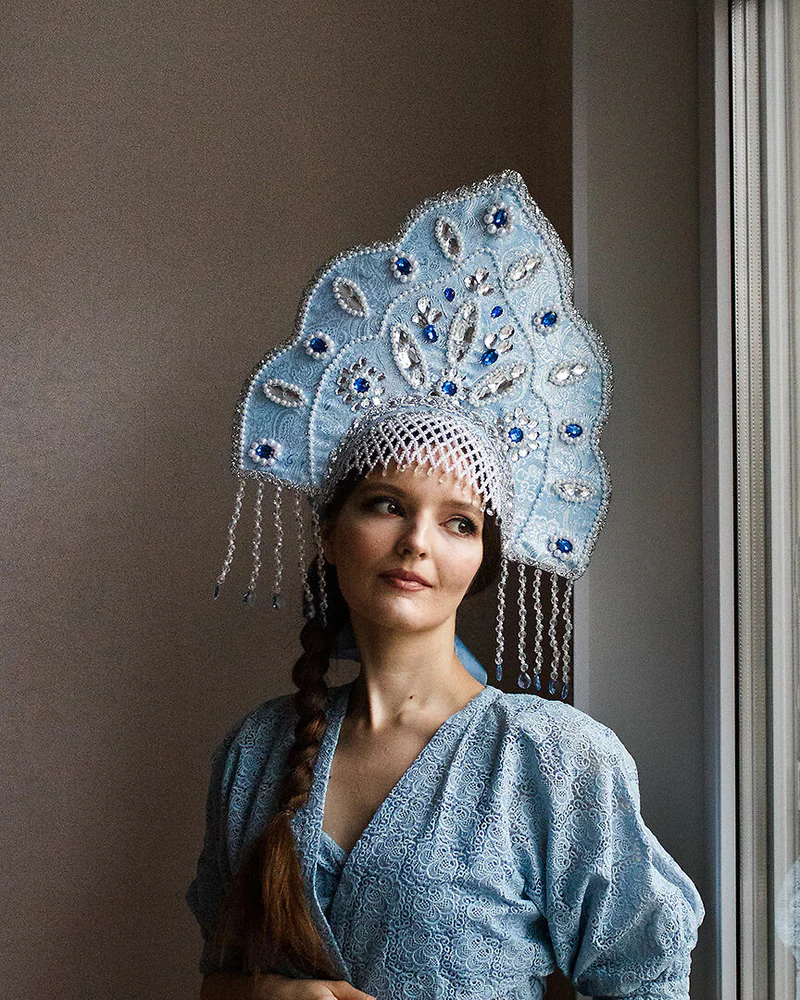 Новогодний русский кокошник Снегурочки — Основной