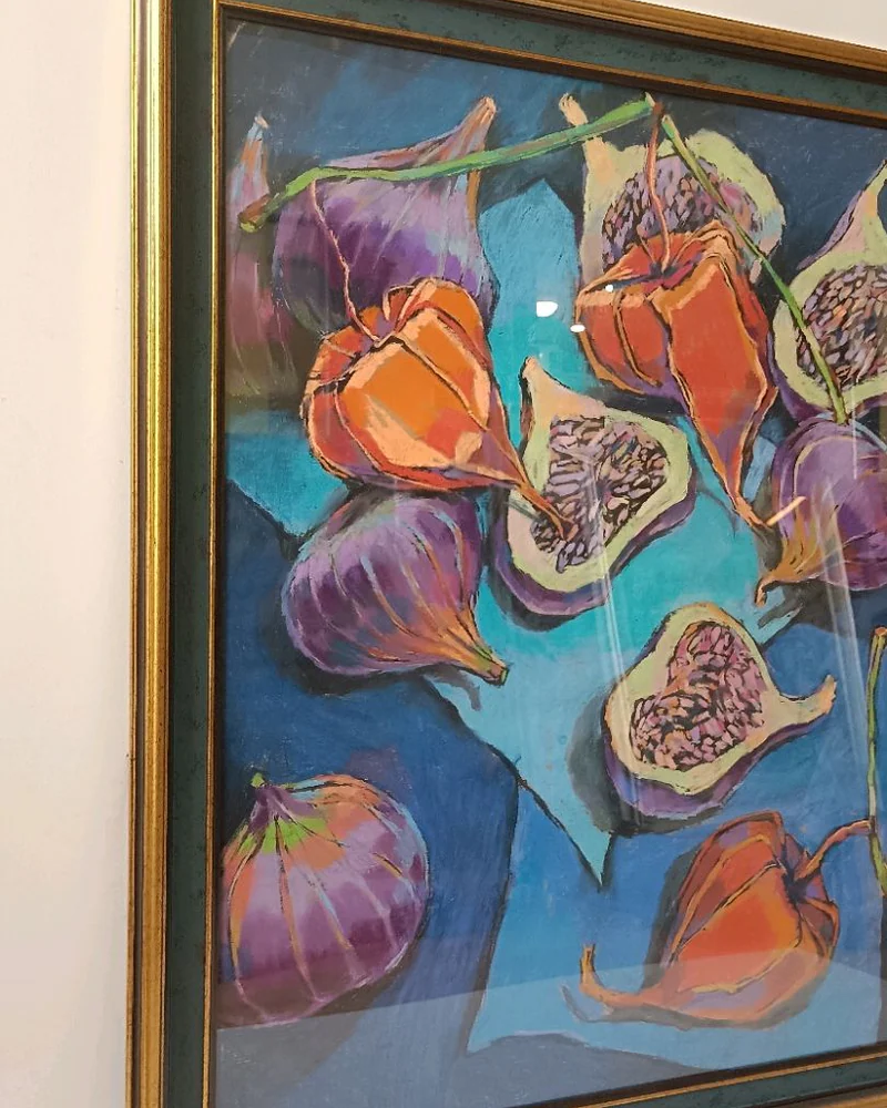 Картина сухой пастелью Инжир и Физалис
