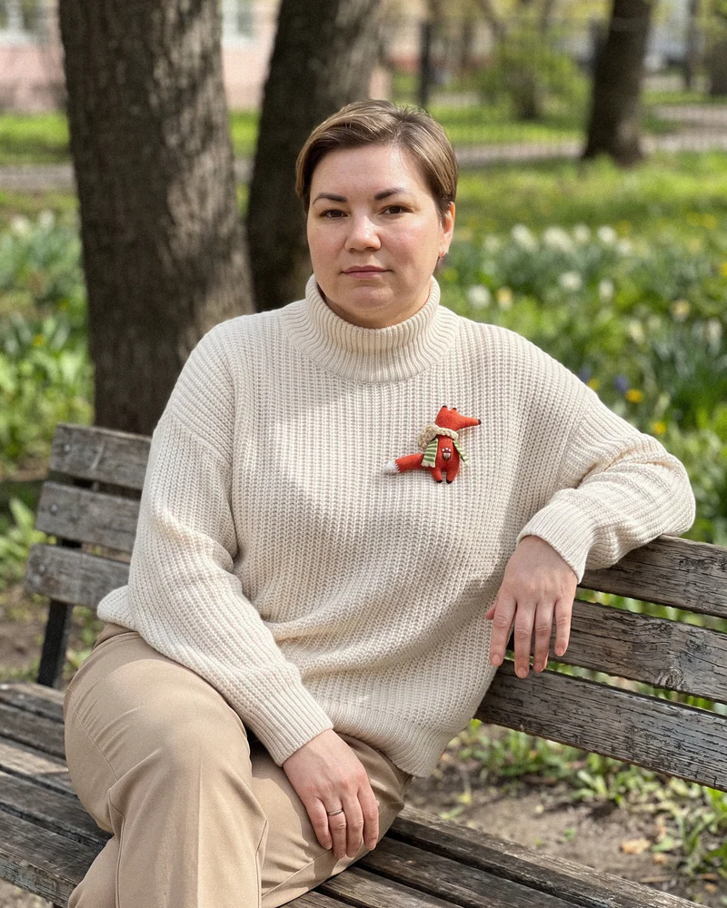 Брошь «Лисичка» с вышивкой