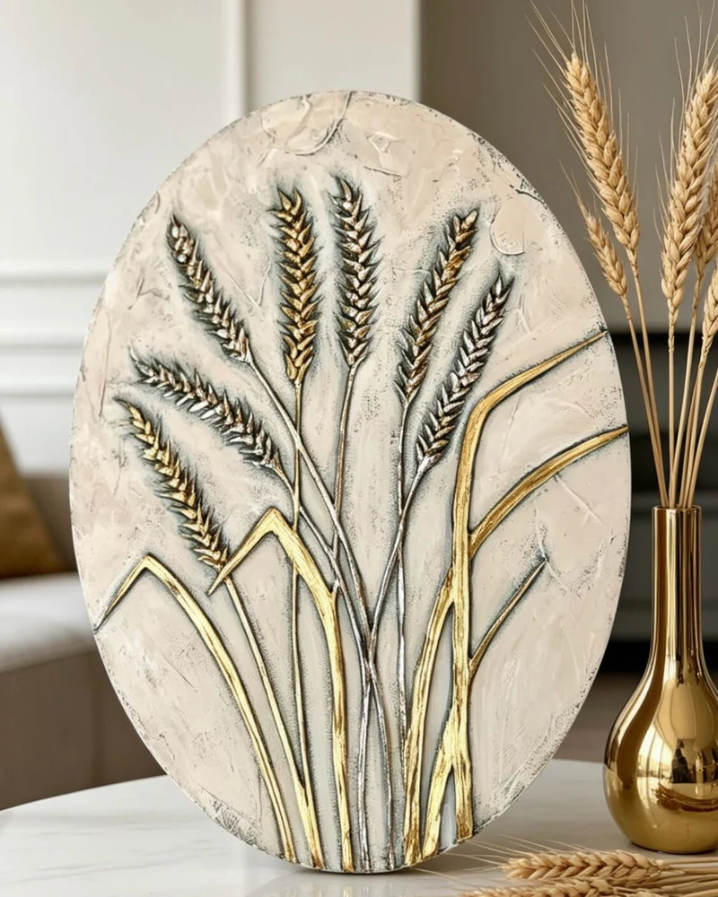 Картина «Золотые колосья» овал, 40×30 см
