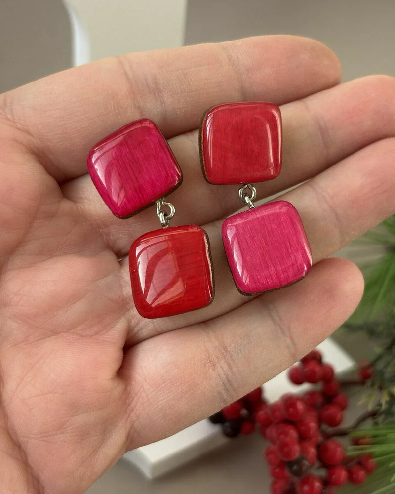 Серьги женские деревянные