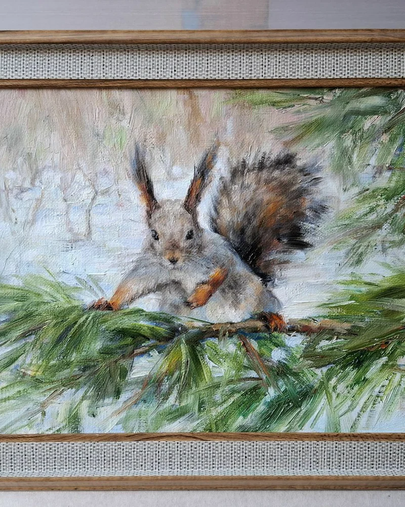 Белка. Картина маслом
