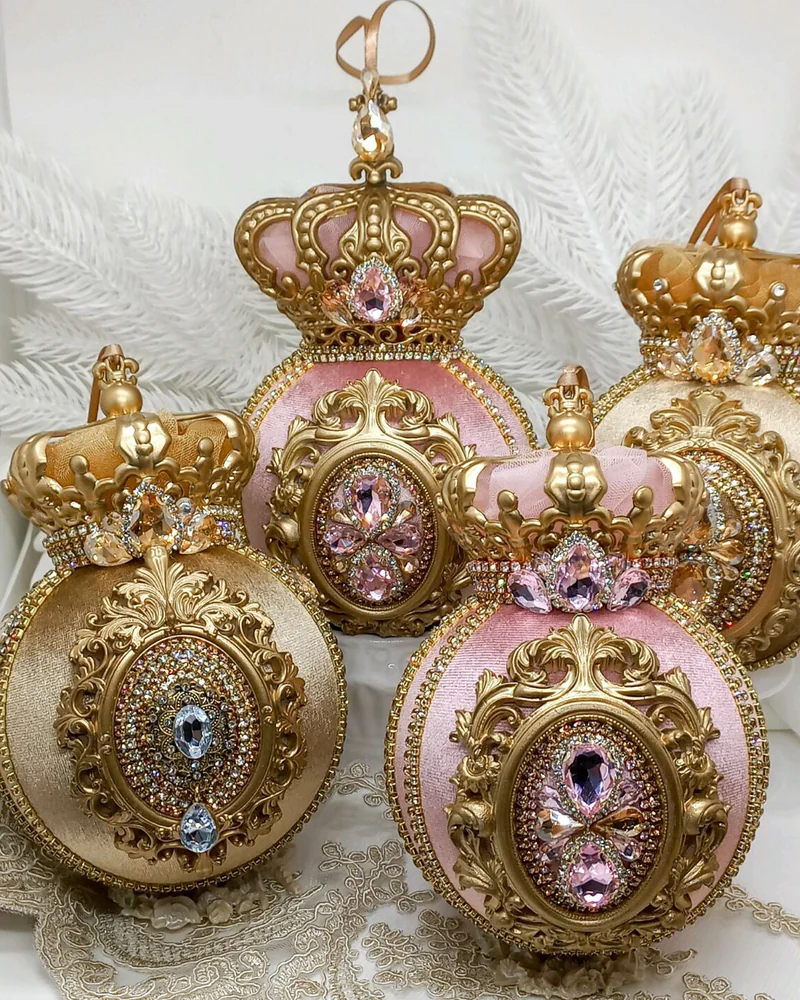 Елочные шары Королевские розовый ёлочные игрушки