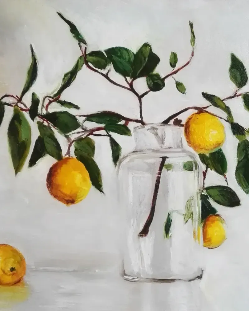 Лимоны в вазе. Картина маслом 40×50 см — 40×50 см