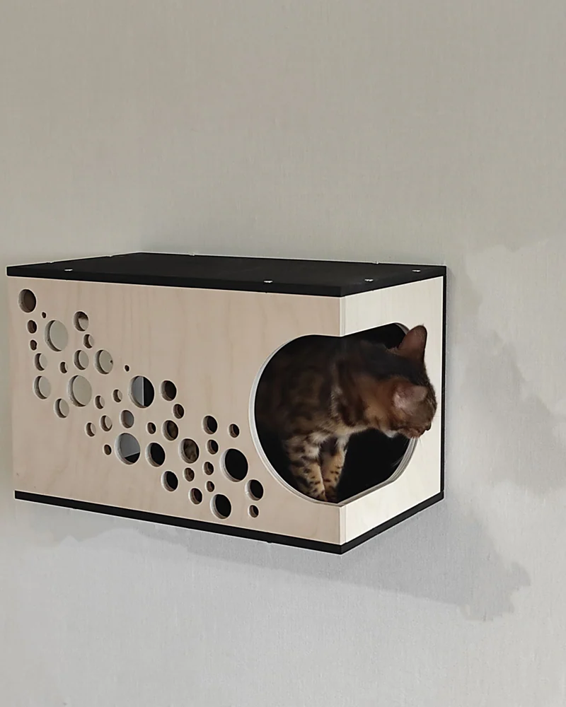 лежанка настенная для кошек, домик для кошек подвесной на стену "Космос-1" VIMBESK — Черный