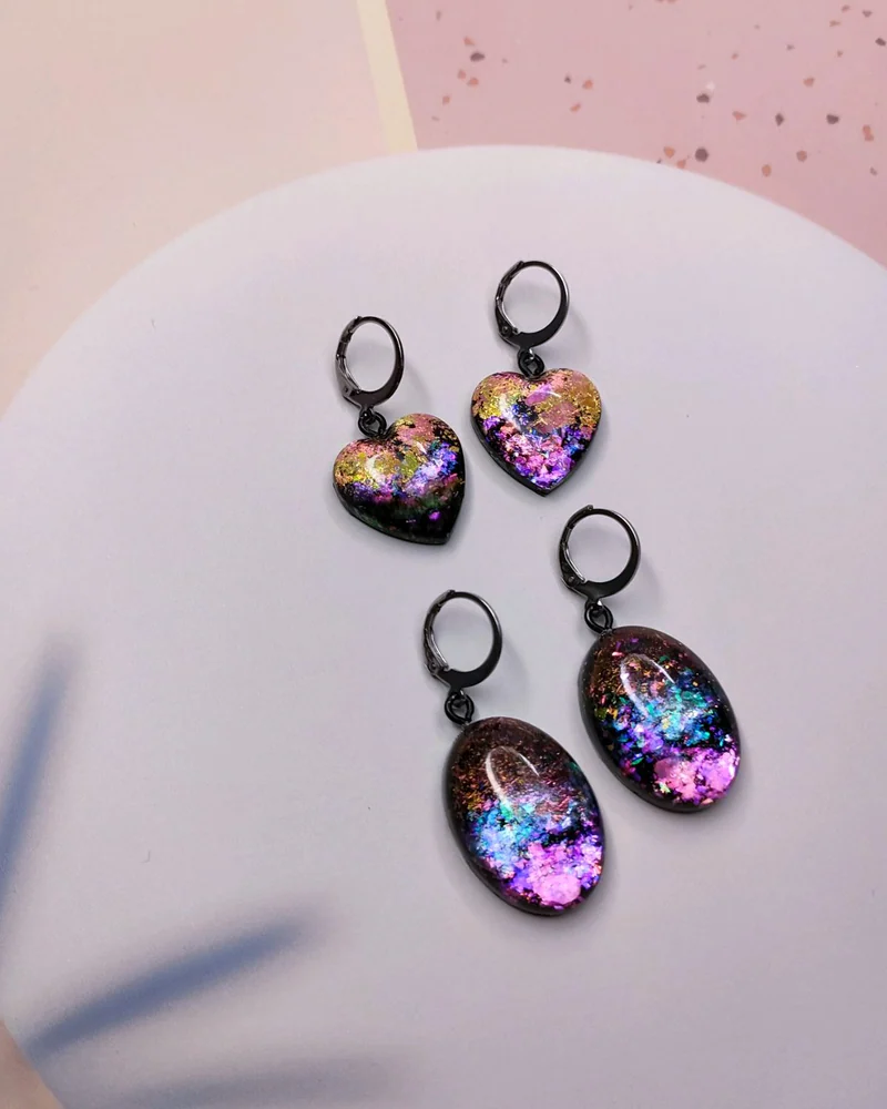 Серьги дихроик 'Космические"