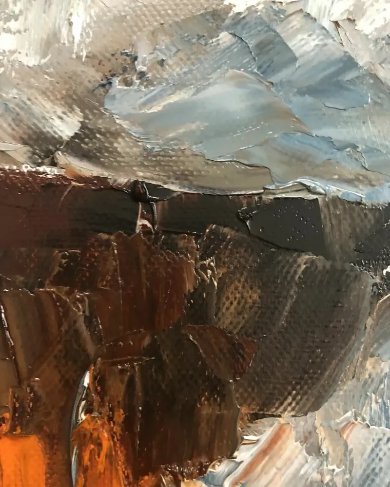 Коровы. Мама и малыш. Картина маслом 40×40 см — 40×40 см