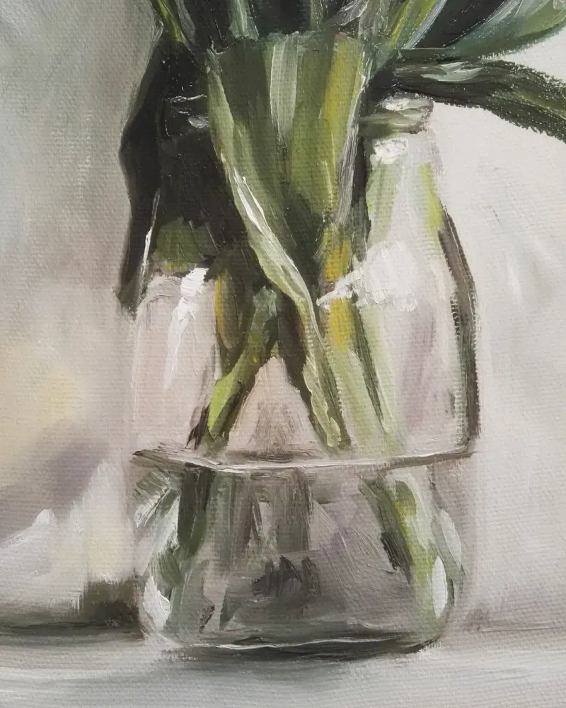 Белые тюльпаны. Картина маслом 30×50 см — 30×50 см