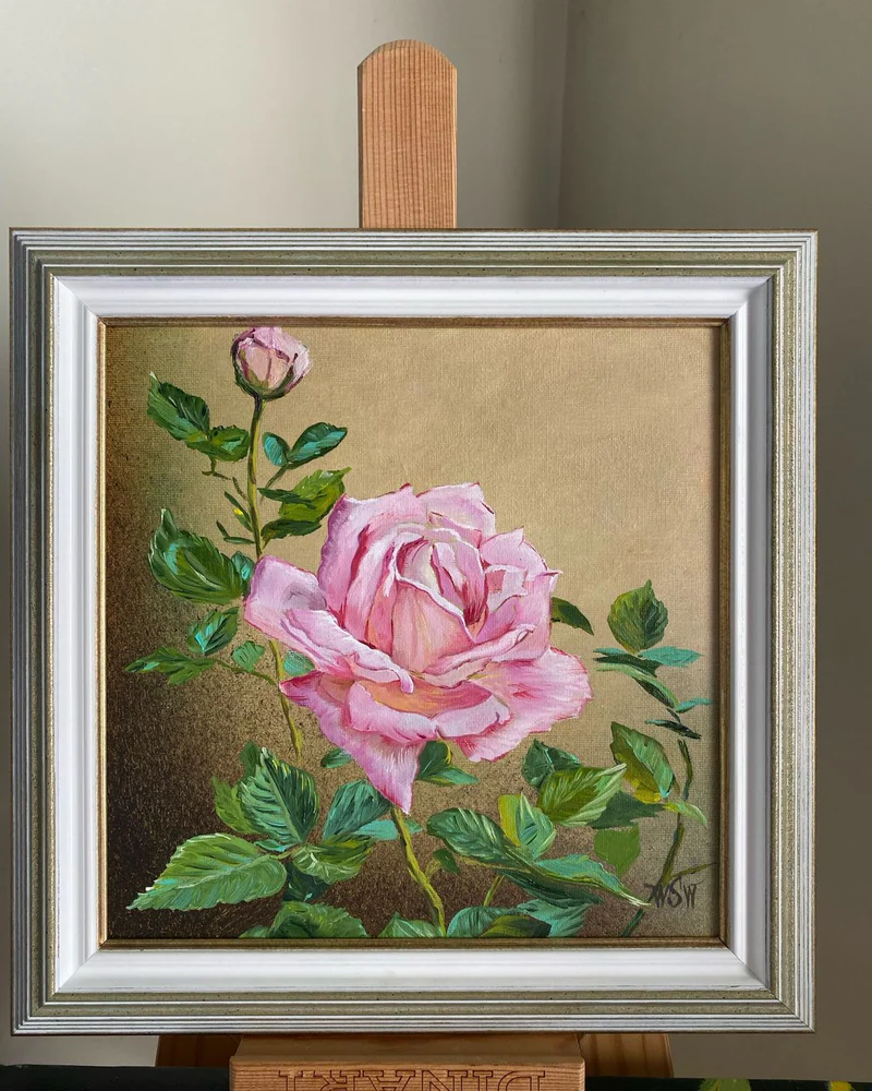Картина маслом Цветы Роза 31×31 см — Оригинал