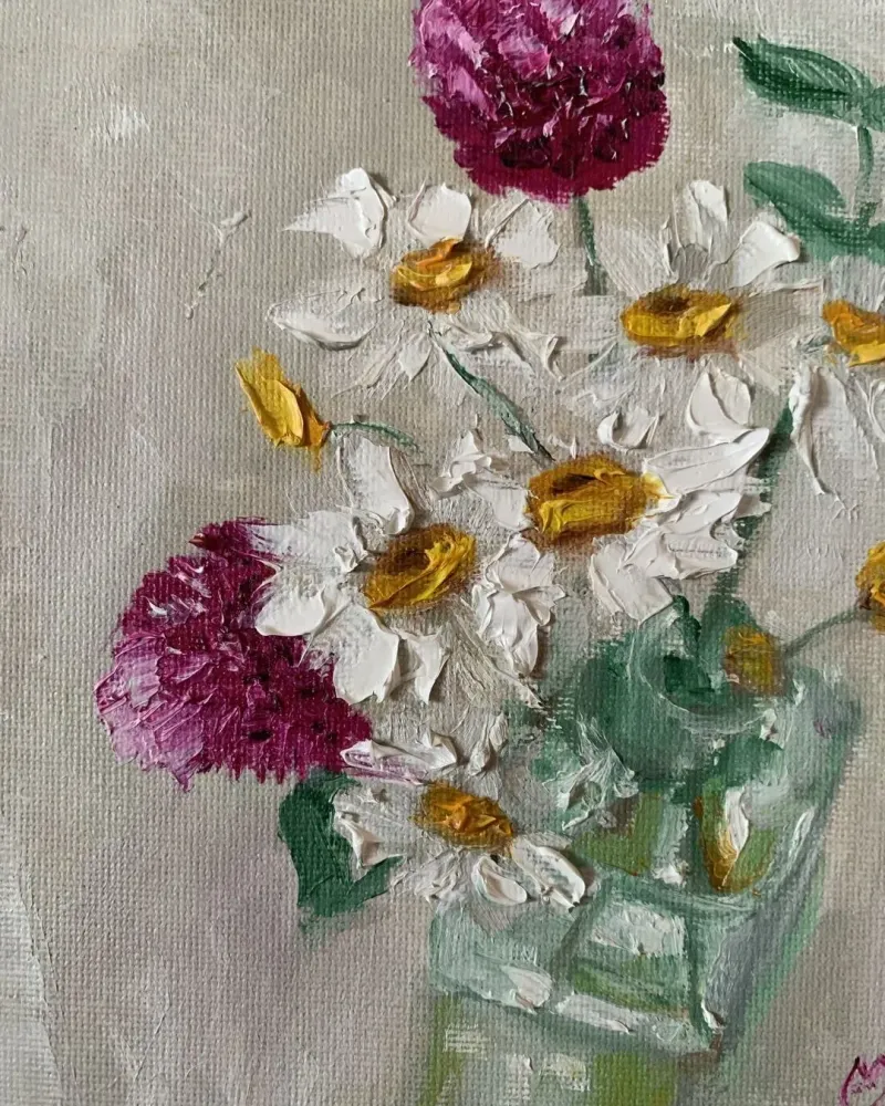 Ромашки. Картина маслом 23×29 см — 23×29 см