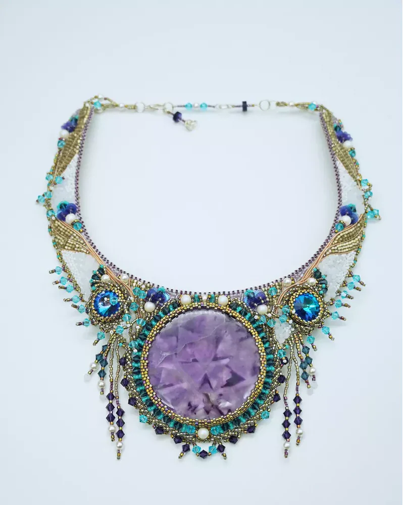 Колье с аметистом и Swarovski