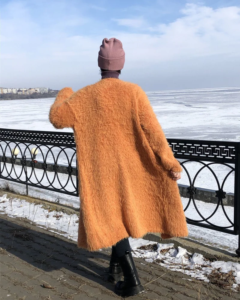 Бежевый Кардиган женский пушистый