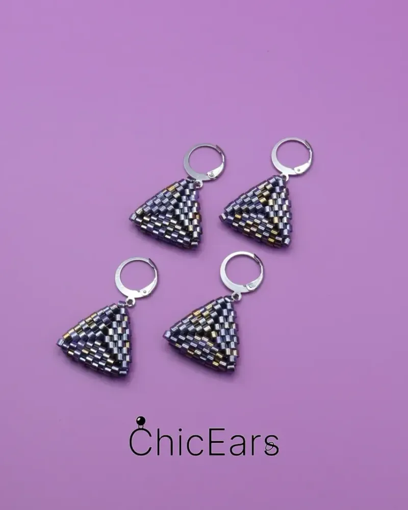 Серьги «Винтаж» из бисера — Фиолетовые