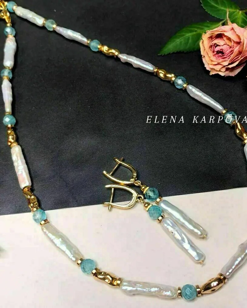 Комплект с жемчугом и топазом