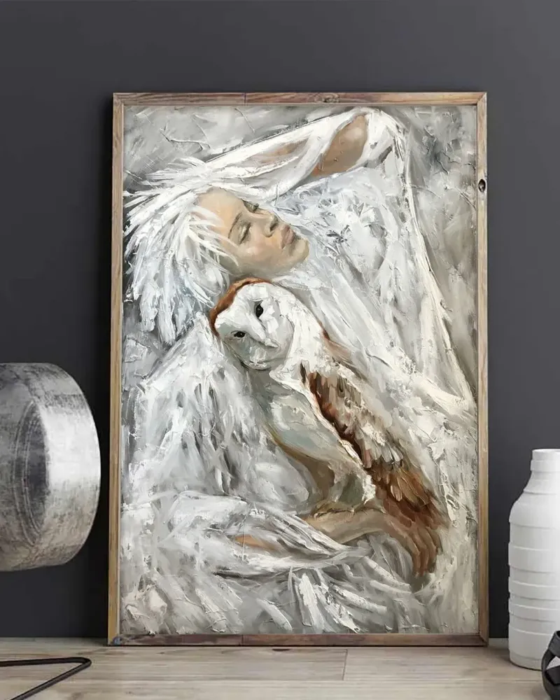 Девушка и сова. Картина маслом 40×60 см — 40×60 см