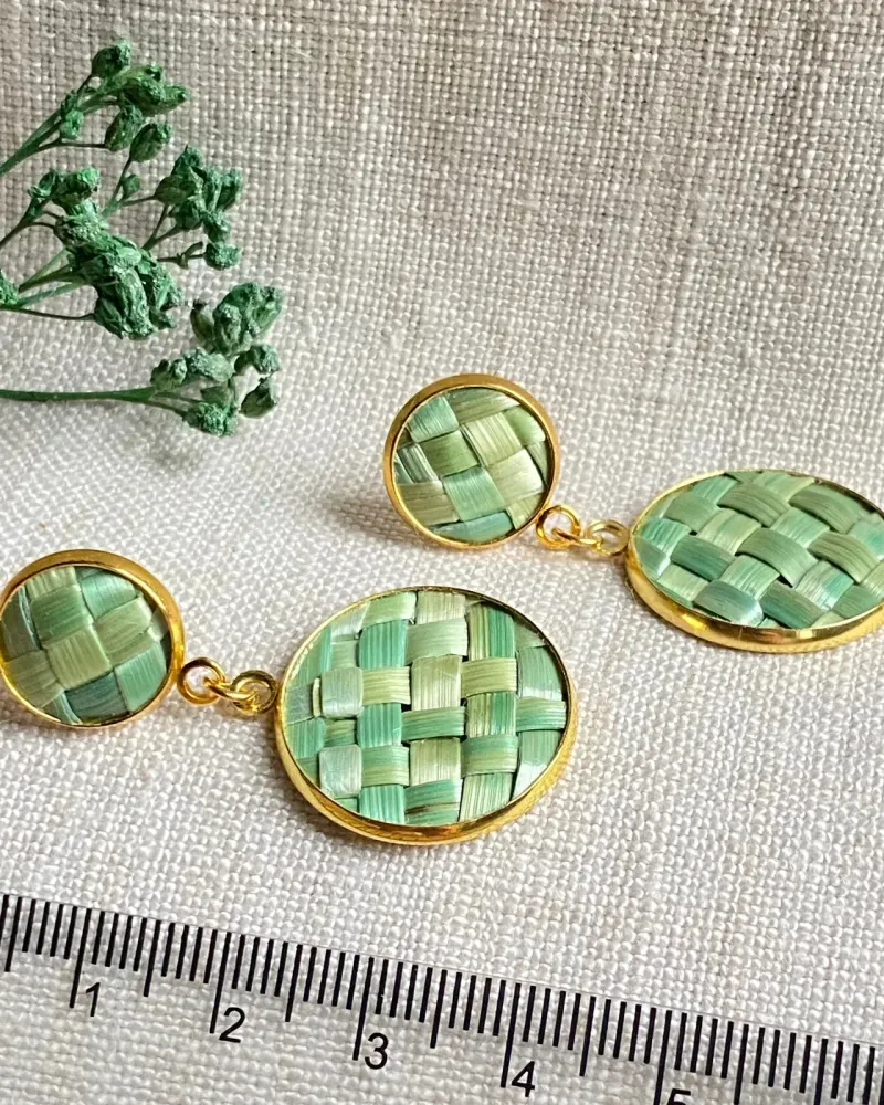 Серьги «Дуэт» из соломки — Тиффани