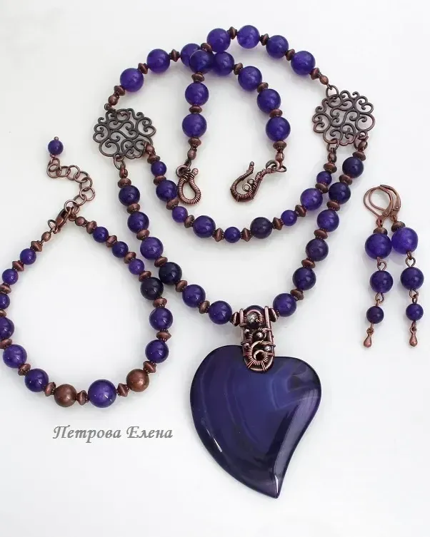 Комплект «Violet Heart» с агатом — Основной