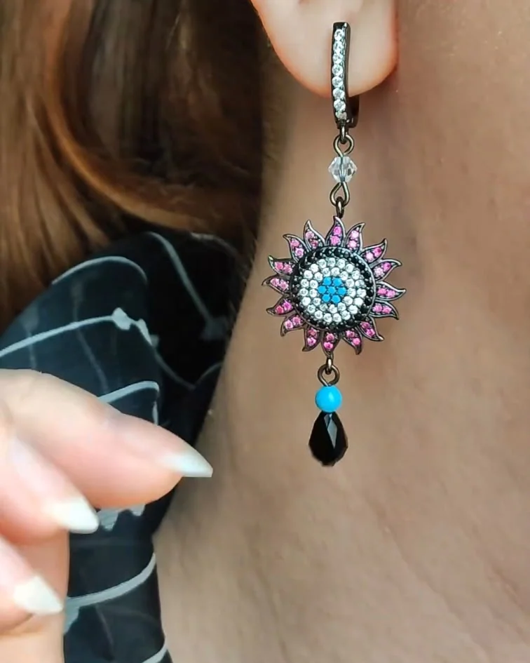 Серьги "Чёрное солнце" Swarovski