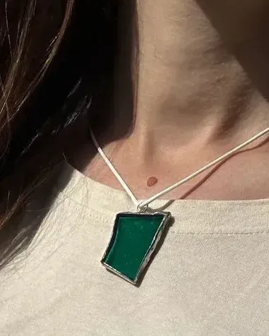 Подвеска в витражной технике из зелёного стекла — Green