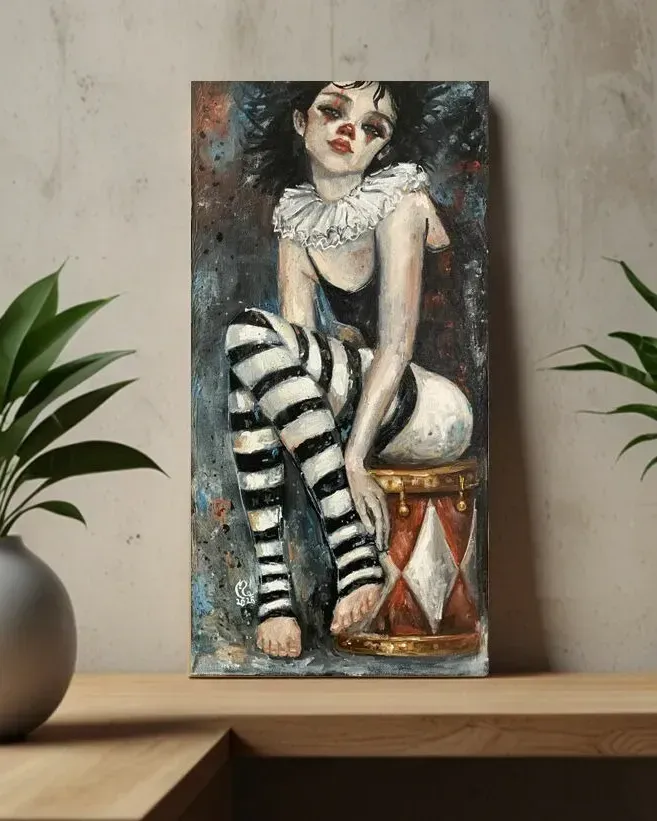 Клоунесса. Картина маслом 30×60 см — 30×60 см