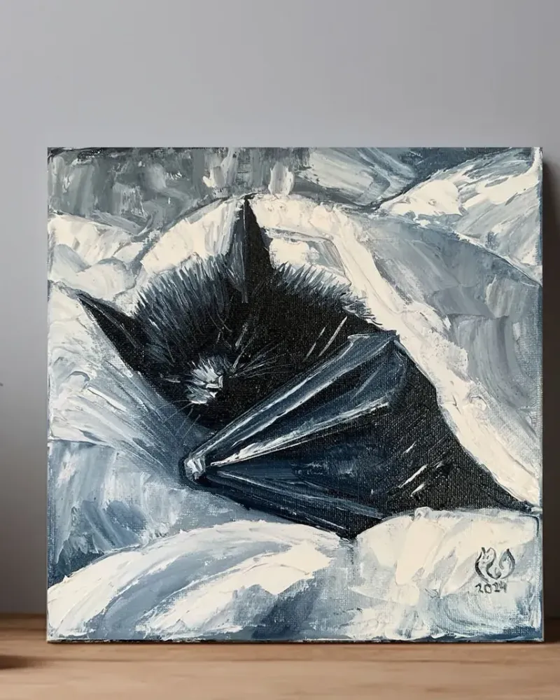 Летучая мышь. Картина маслом 20×20 см — 20×20 см