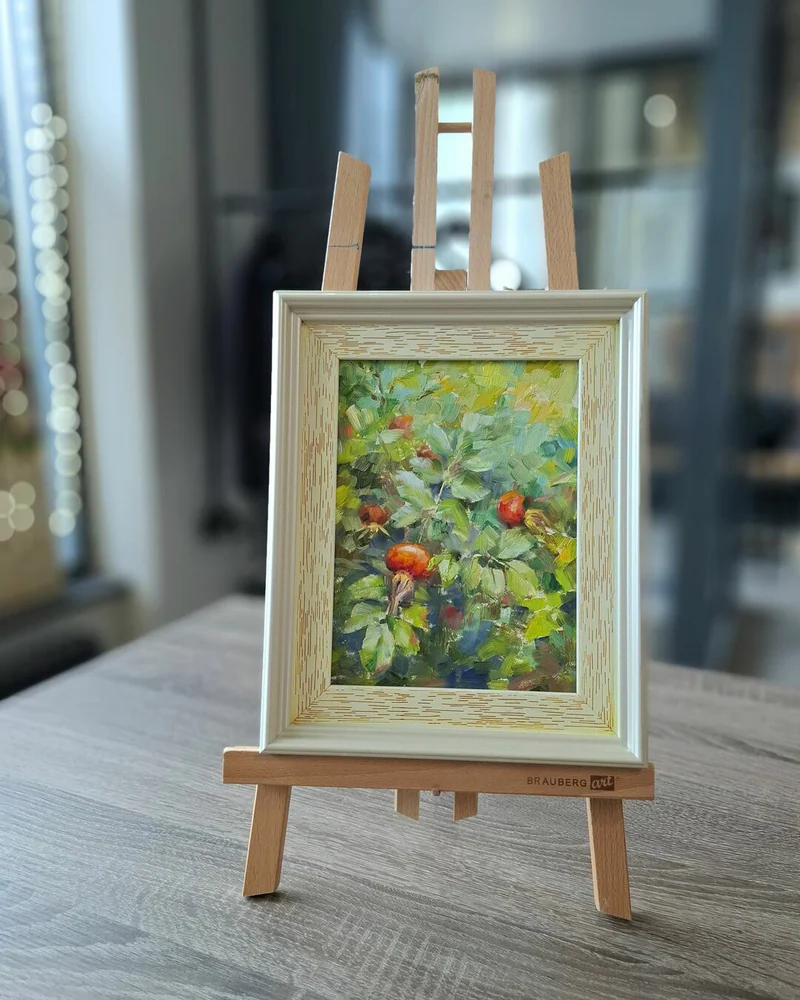 Шиповник. Картина маслом