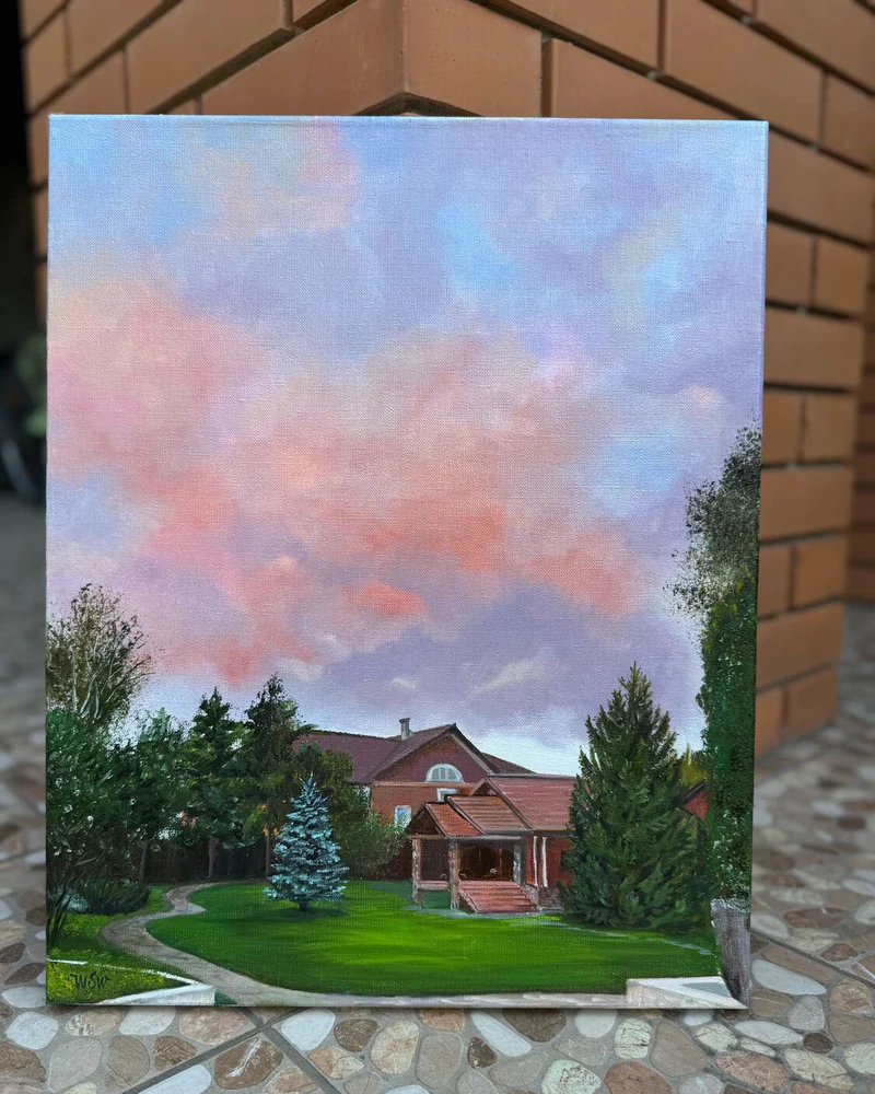 Картина маслом, пейзаж, закат 40×50 см — Оригинал