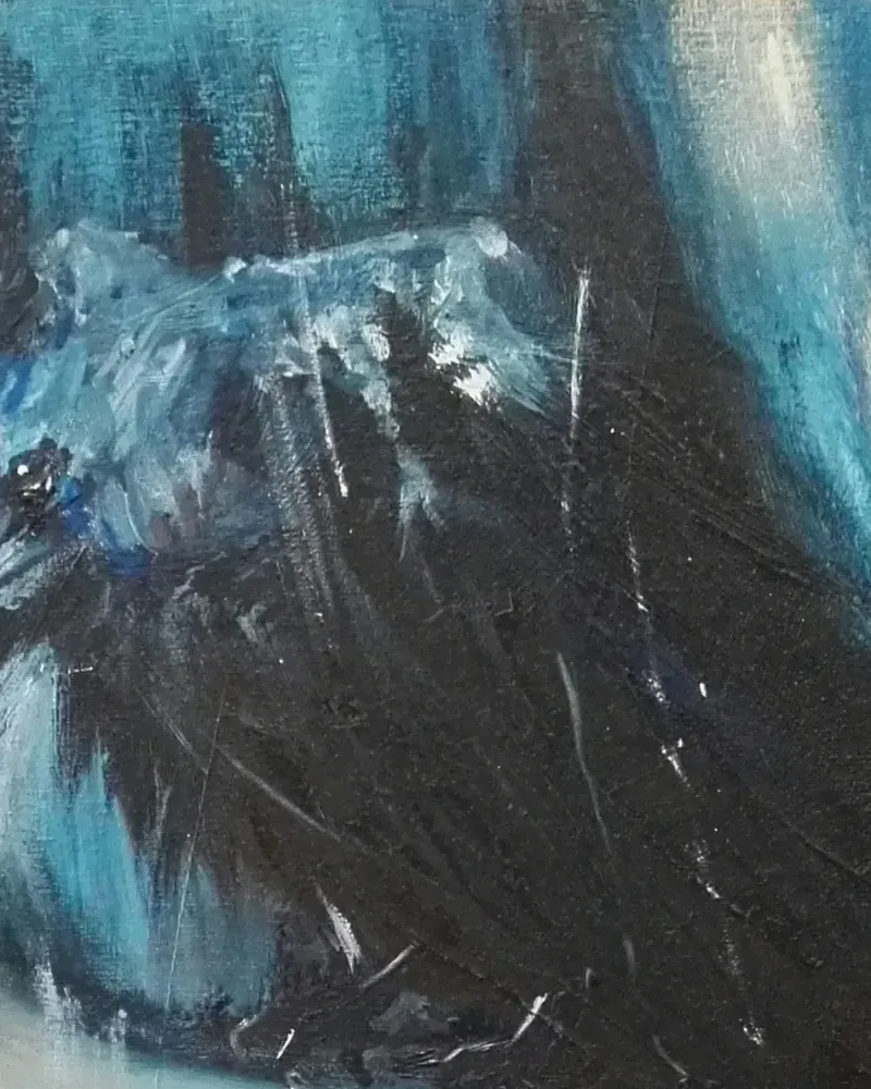 Девушка и ворон. Картина маслом 40×35 см — 40×35 см