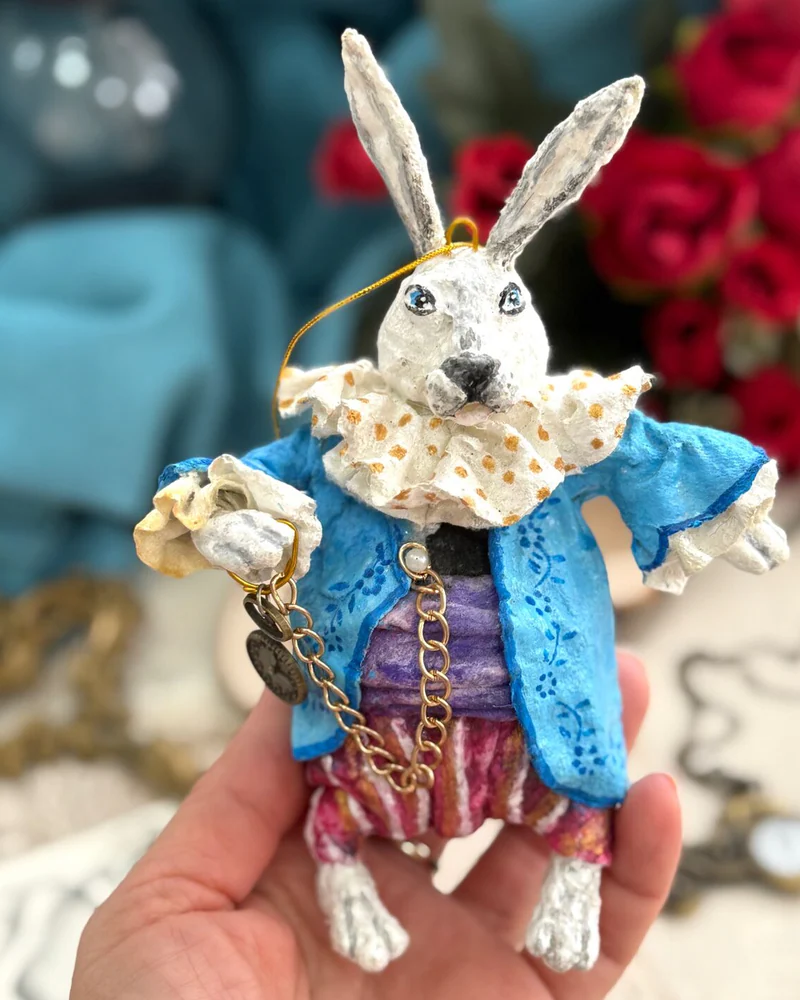 Ёлочные игрушки. Ватная игрушка Белый Кролик из Алисы в Стране Чудес