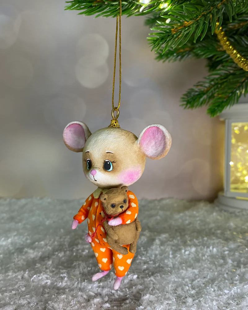 Ёлочная игрушка «Мышка с мишкой»