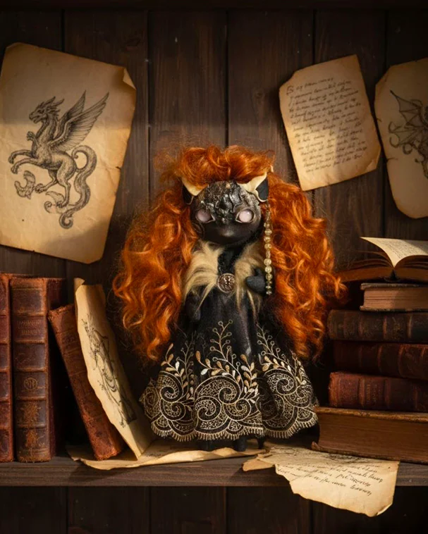 Интерьерная коллекционная статуэтка ручной работы текстиль — Текстильная Кукла