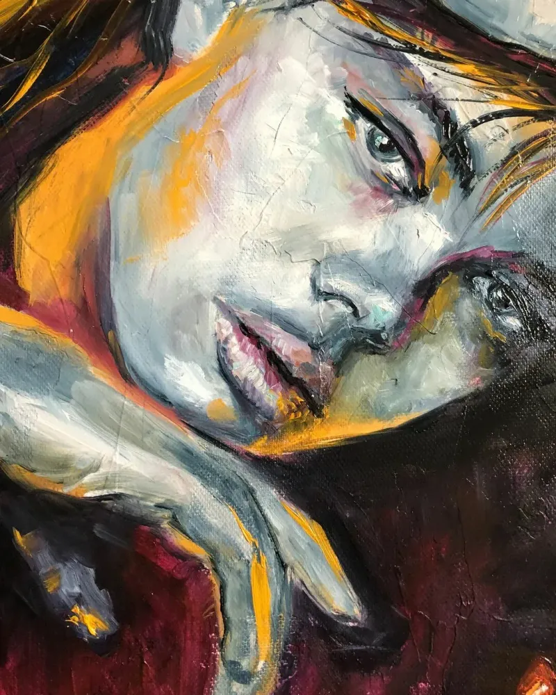 Девушка и гранат. Картина маслом 40×50 см — 40×50 см