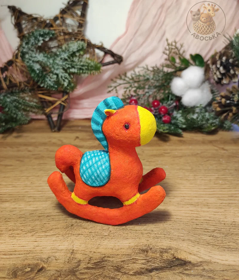 Ватная игрушка «Лошадка-качалка»
