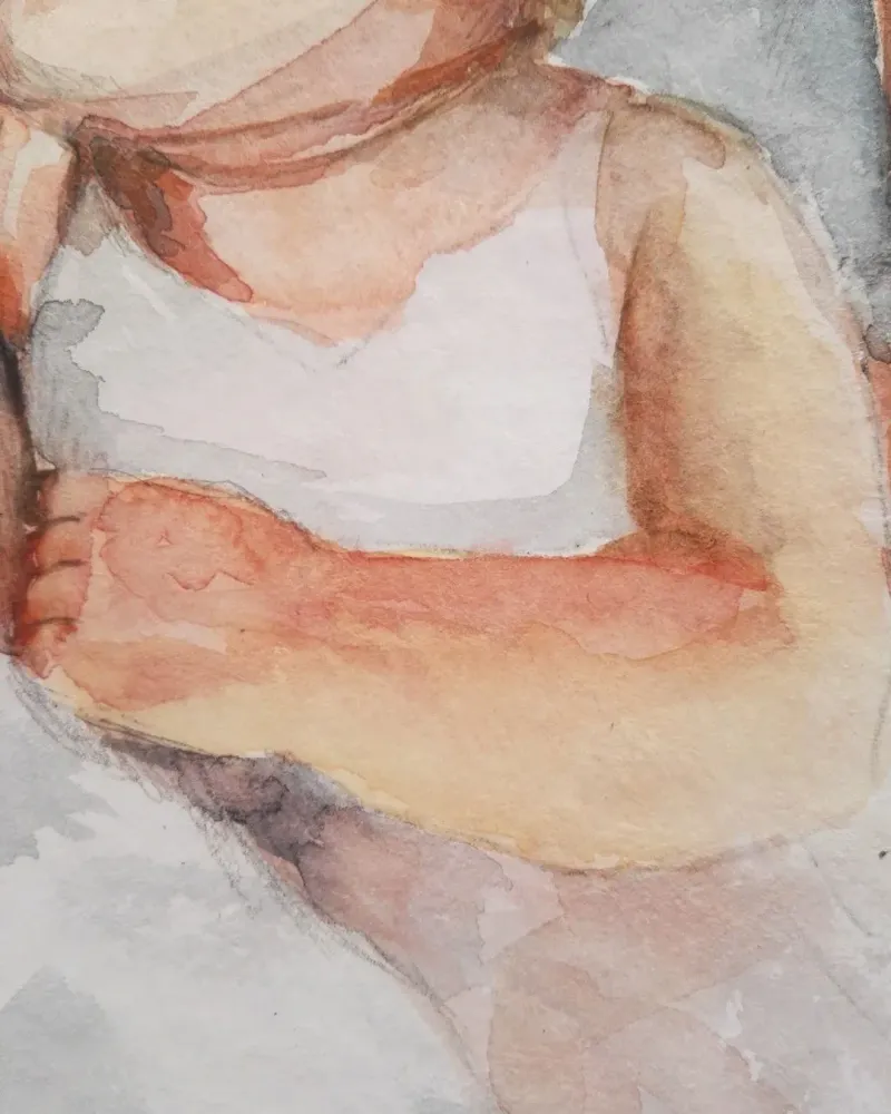 Мама с малышом. Акварель 20×30 см — 20×30 см