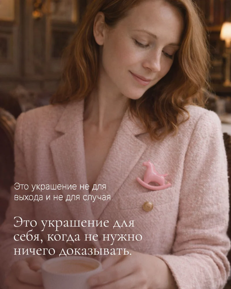 Брошь — Розовая лошадка