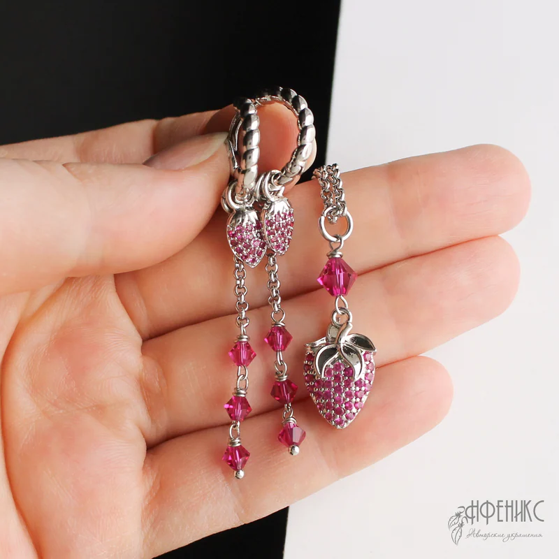 Комплект "Клубничка" Swarovski