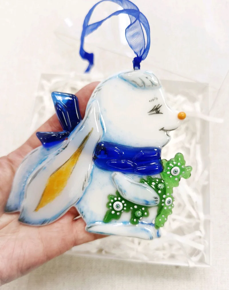 Новогодний сувенир Елочная игрушка Зайка