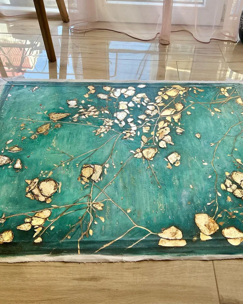 Картина «Gold & Branches», 90×70 см