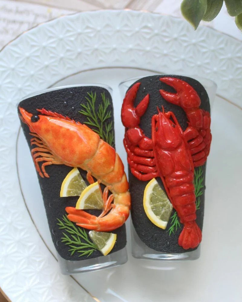 Стопки с креветкой и раком