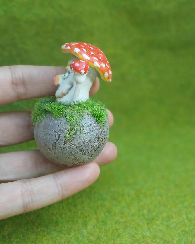 Веселые Поганки, кукольная миниатюра, мухоморы