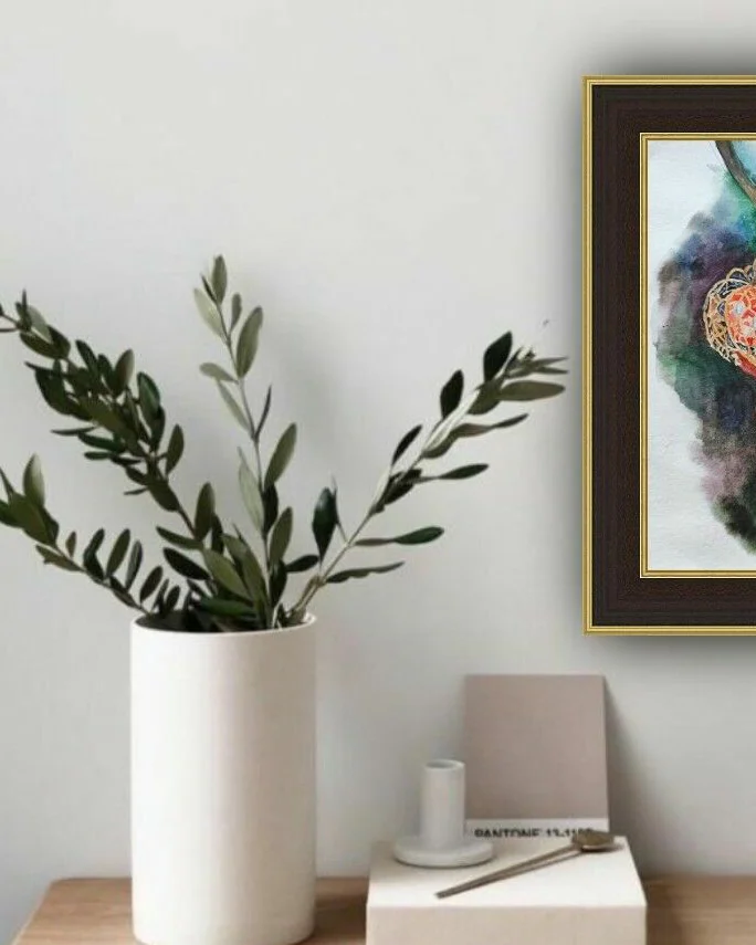 Картина с физалисом акварель 14,9 × 21 см